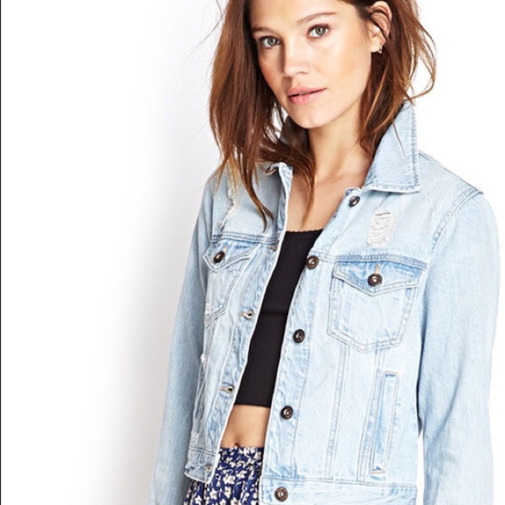 Light Wash Distressed Denim Jacket | Forever 21